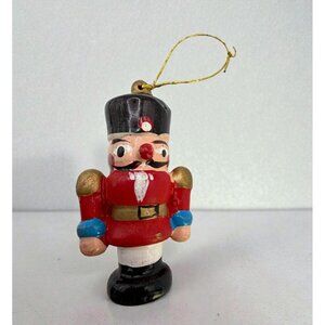 Vintage Nutcracker Soldier Wood Christmas Ornament Mini Hand Painted Holiday